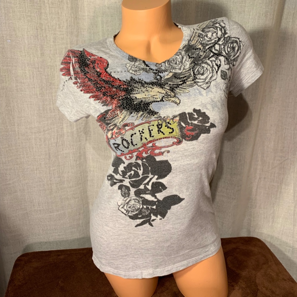 Eagle and Rose tattoo art tee
